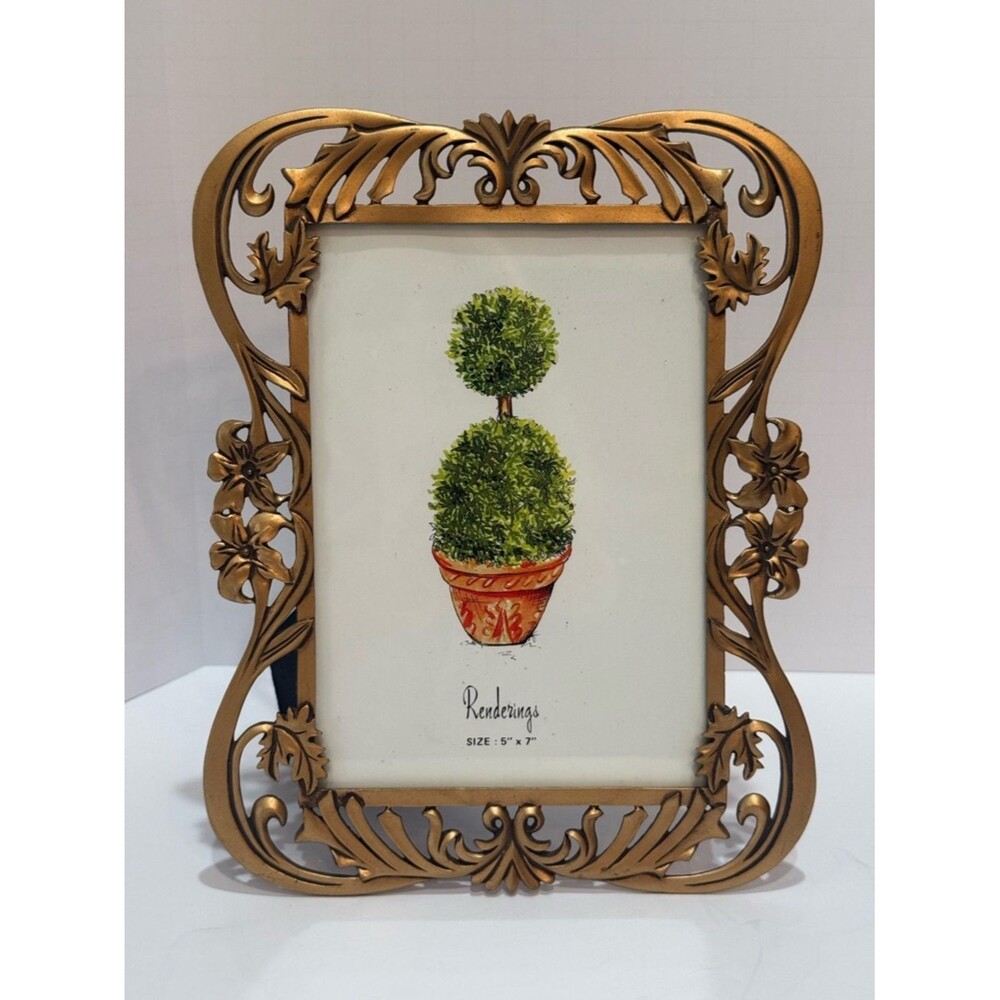Vintage Renderings Ornate Hollywood Regency Style Gold Metal Picture Photo Frame